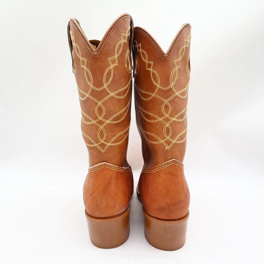 Acme Vintage Cowboy Boots Kids 3.5 D Russet Driftwood Leather New In Box